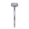 Seattle - 14K White Gold Emerald Cut Hidden Halo Diamond Engagement Ring - 0.07 ct