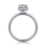 Seattle - 14K White Gold Emerald Cut Hidden Halo Diamond Engagement Ring - 0.08 ct