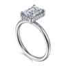 Seattle - 14K White Gold Emerald Cut Hidden Halo Diamond Engagement Ring - 0.08 ct