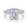 Suede - 14K White Gold Emerald Cut Hidden Halo Diamond Engagement Ring - 0.3 ct