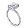 Suede - 14K White Gold Emerald Cut Hidden Halo Diamond Engagement Ring - 0.3 ct