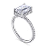 Suede - 14K White Gold Emerald Cut Hidden Halo Diamond Engagement Ring - 0.3 ct