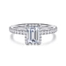 Suede - 14K White Gold Emerald Cut Hidden Halo Diamond Engagement Ring - 0.25 ct