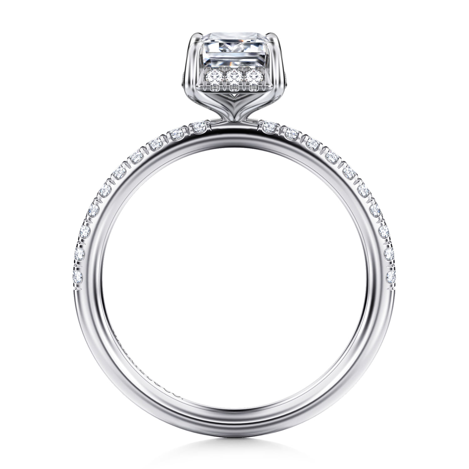 Suede - 14K White Gold Emerald Cut Hidden Halo Diamond Engagement Ring - 0.25 ct - Shot 2