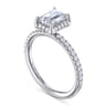 Suede - 14K White Gold Emerald Cut Hidden Halo Diamond Engagement Ring - 0.25 ct