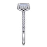 Suede - 14K White Gold Emerald Cut Hidden Halo Diamond Engagement Ring - 0.25 ct