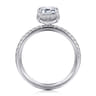 Suede - 14K White Gold Emerald Cut Hidden Halo Diamond Engagement Ring - 0.3 ct