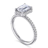 Suede - 14K White Gold Emerald Cut Hidden Halo Diamond Engagement Ring - 0.3 ct