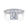 Suede - 14K White Gold Emerald Cut Hidden Halo Diamond Engagement Ring - 0.3 ct