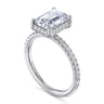 Suede - 14K White Gold Emerald Cut Hidden Halo Diamond Engagement Ring - 0.3 ct