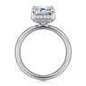 Symphony - 14K White Gold Emerald Cut Hidden Halo Diamond Engagement Ring - 0.12 ct