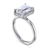 Symphony - 14K White Gold Emerald Cut Hidden Halo Diamond Engagement Ring - 0.12 ct