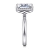 Symphony - 14K White Gold Emerald Cut Hidden Halo Diamond Engagement Ring - 0.12 ct