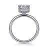 Symphony - 14K White Gold Emerald Cut Hidden Halo Diamond Engagement Ring - 0.11 ct
