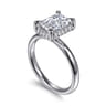 Symphony - 14K White Gold Emerald Cut Hidden Halo Diamond Engagement Ring - 0.11 ct