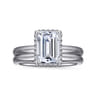 Symphony - 14K White Gold Emerald Cut Hidden Halo Diamond Engagement Ring - 0.11 ct