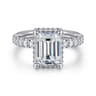 Talisa - 14K White Gold Emerald Cut Hidden Halo Diamond Engagement Ring - 0.45 ct