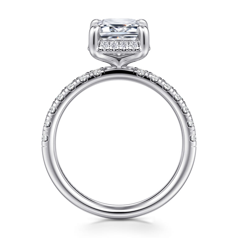 Talisa - 14K White Gold Emerald Cut Hidden Halo Diamond Engagement Ring - 0.45 ct - Shot 2