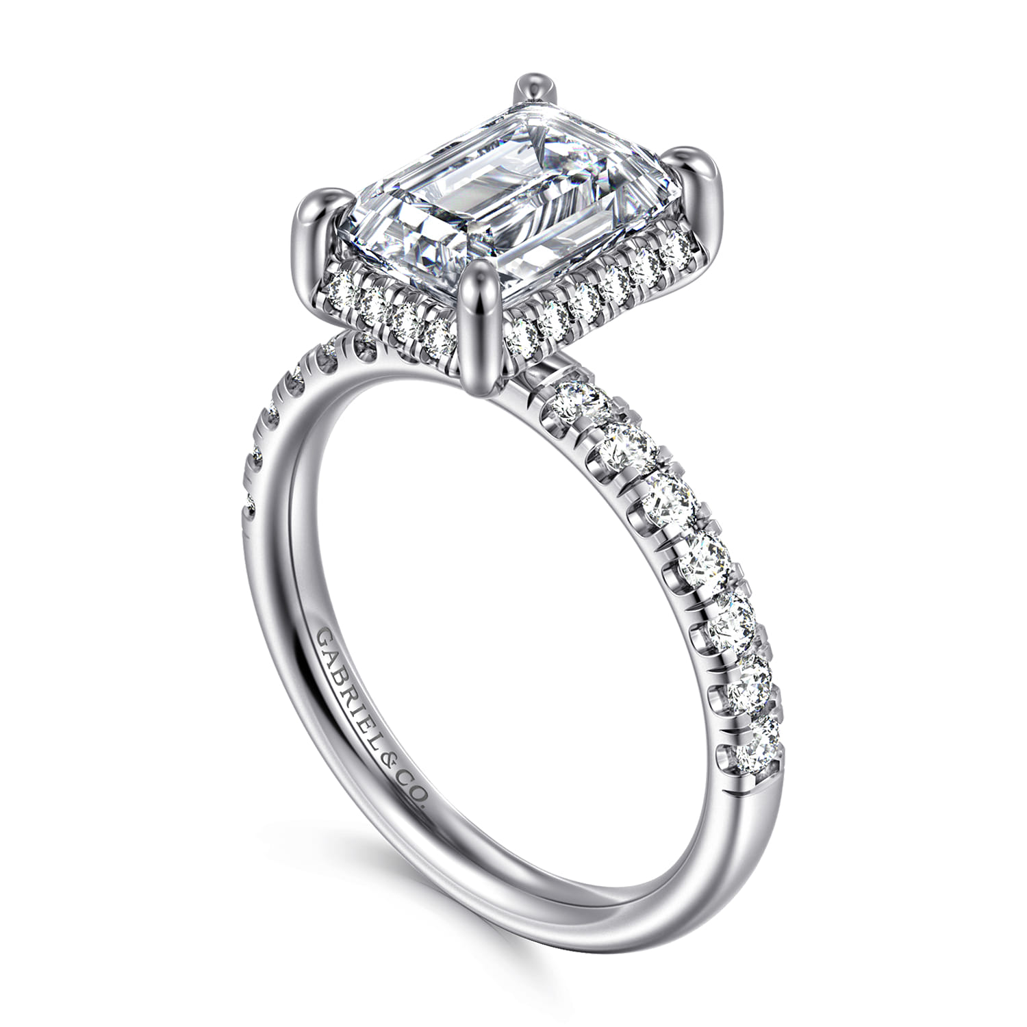 Talisa - 14K White Gold Emerald Cut Hidden Halo Diamond Engagement Ring - 0.45 ct - Shot 3