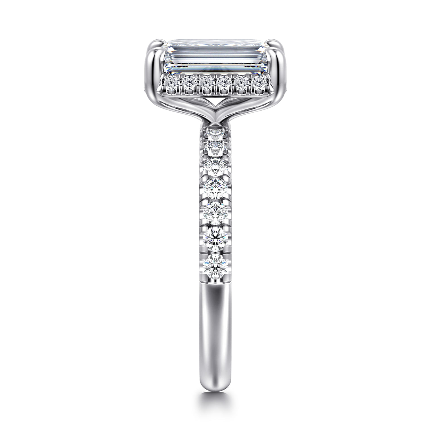 Talisa - 14K White Gold Emerald Cut Hidden Halo Diamond Engagement Ring - 0.45 ct - Shot 4
