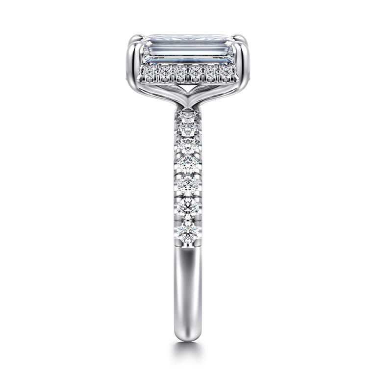 Talisa - 14K White Gold Emerald Cut Hidden Halo Diamond Engagement Ring - 0.45 ct - Shot 4