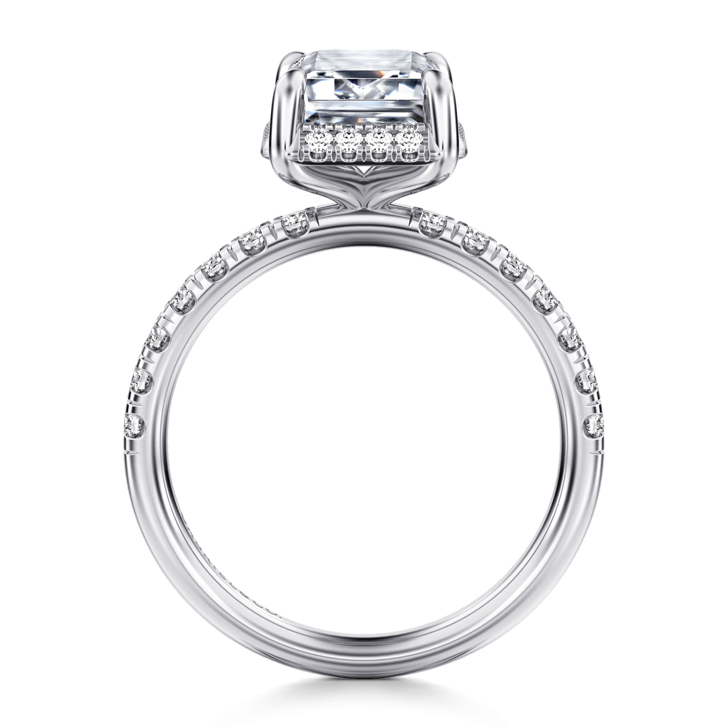 Talisa - 14K White Gold Emerald Cut Hidden Halo Diamond Engagement Ring - 0.45 ct - Shot 2