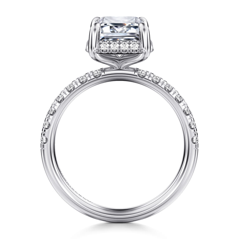 Talisa - 14K White Gold Emerald Cut Hidden Halo Diamond Engagement Ring - 0.45 ct - Shot 2