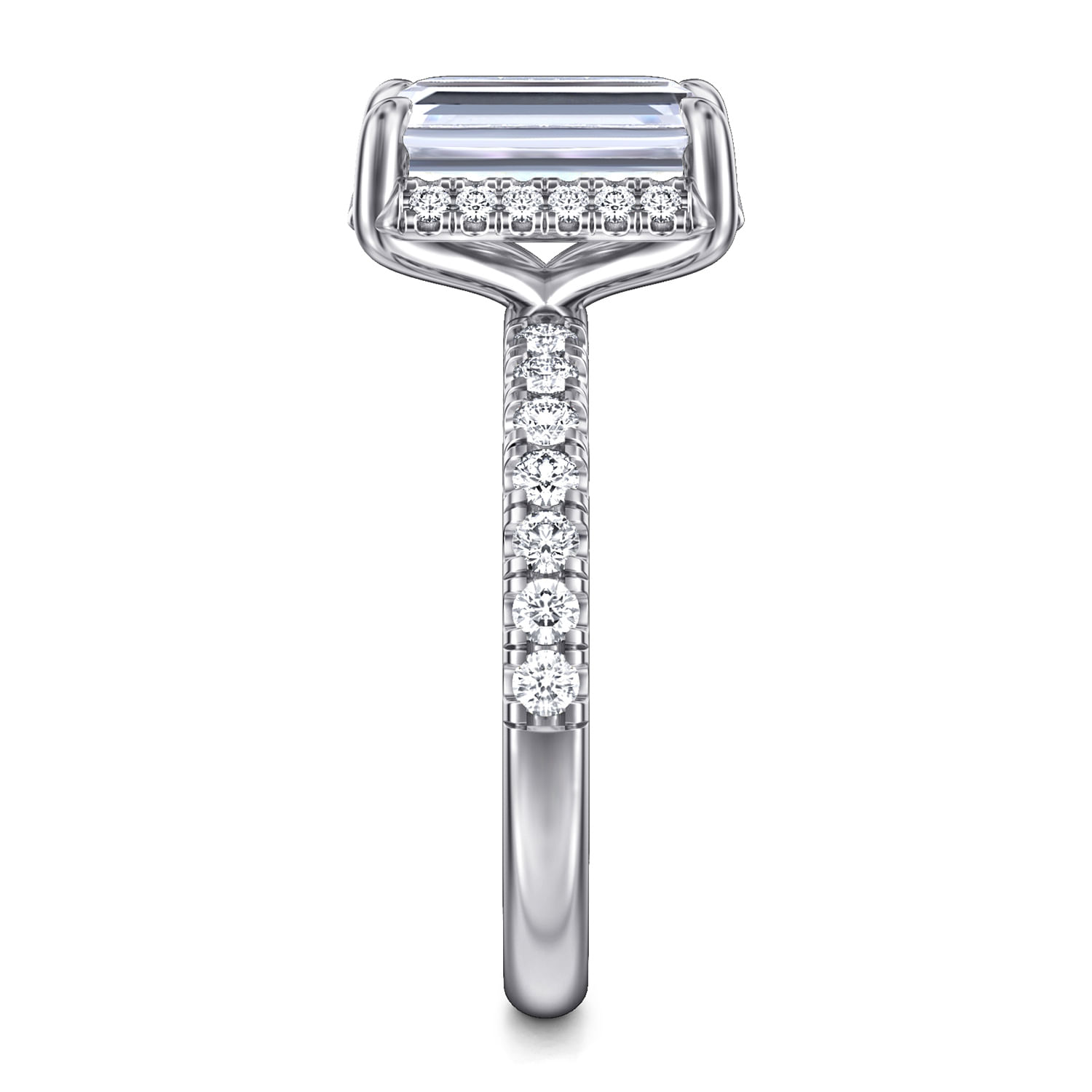 Talisa - 14K White Gold Emerald Cut Hidden Halo Diamond Engagement Ring - 0.45 ct - Shot 4