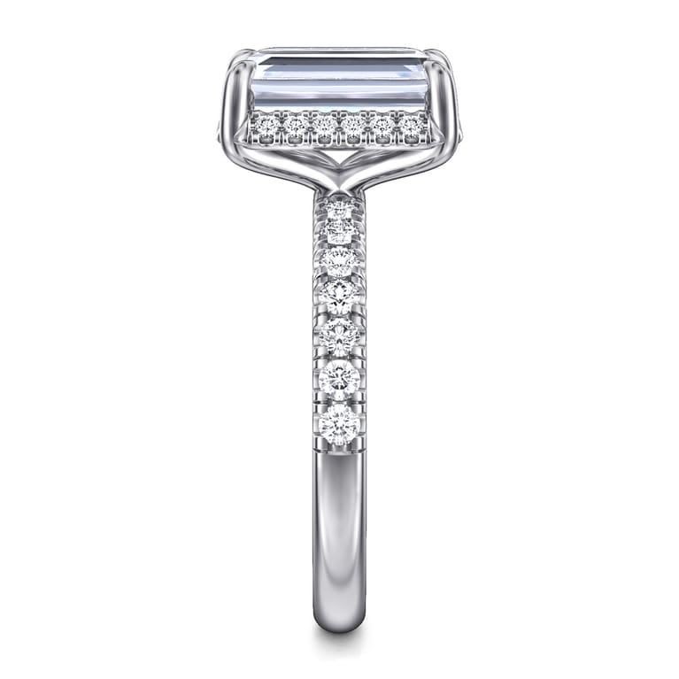 Talisa - 14K White Gold Emerald Cut Hidden Halo Diamond Engagement Ring - 0.45 ct - Shot 4