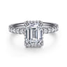 Talisa - 14K White Gold Emerald Cut Hidden Halo Diamond Engagement Ring - 0.5 ct