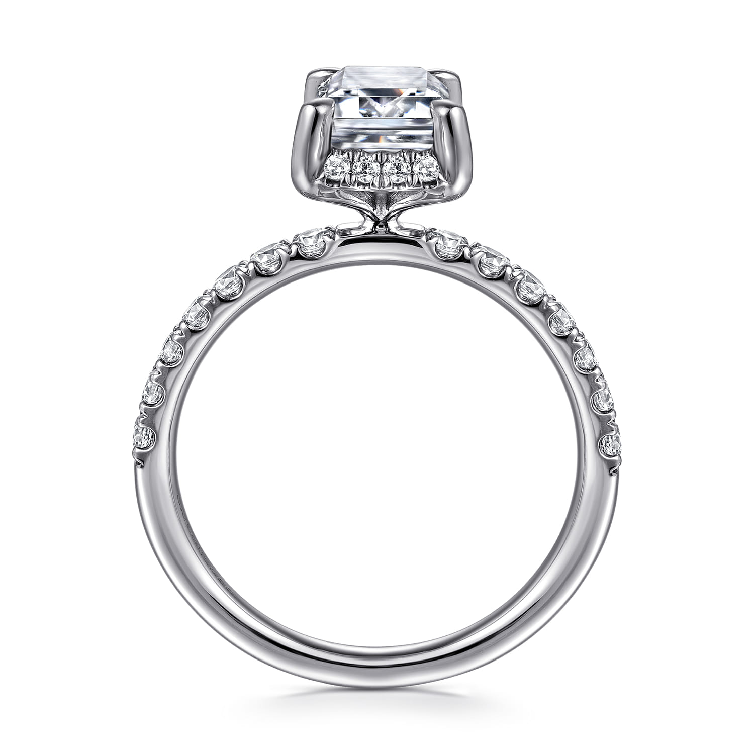 Talisa - 14K White Gold Emerald Cut Hidden Halo Diamond Engagement Ring - 0.5 ct - Shot 2
