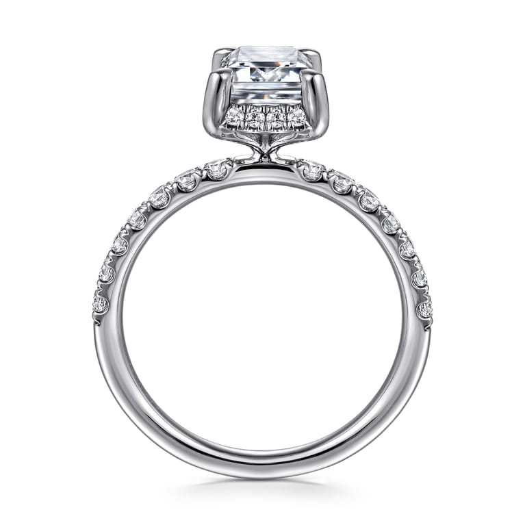 Talisa - 14K White Gold Emerald Cut Hidden Halo Diamond Engagement Ring - 0.5 ct - Shot 2