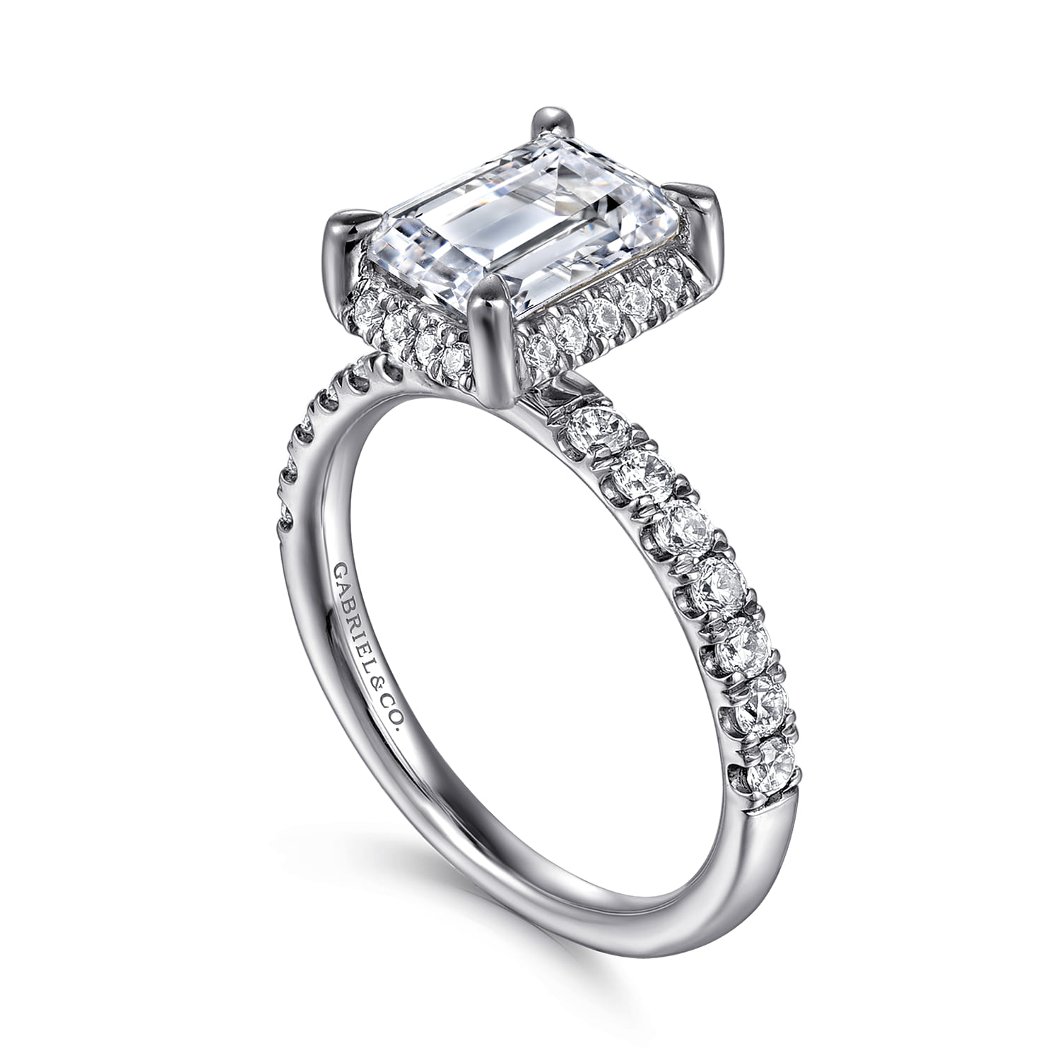 Talisa - 14K White Gold Emerald Cut Hidden Halo Diamond Engagement Ring - 0.5 ct - Shot 3
