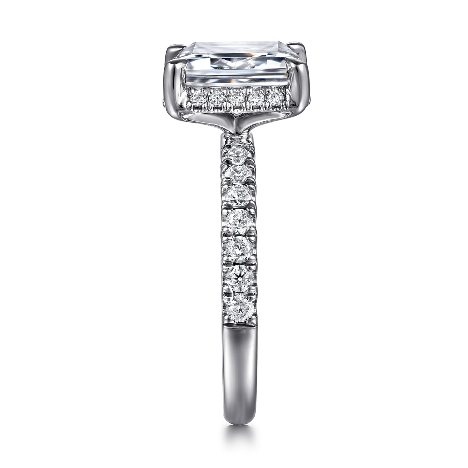 Talisa - 14K White Gold Emerald Cut Hidden Halo Diamond Engagement Ring - 0.5 ct - Shot 4