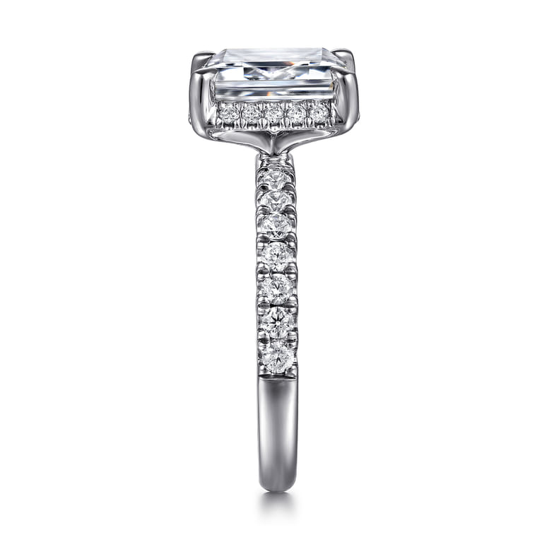 Talisa - 14K White Gold Emerald Cut Hidden Halo Diamond Engagement Ring - 0.5 ct - Shot 4