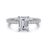 Allison - 14K White Gold Emerald Cut Hidden Halo Diamond Engagement Ring - 0.25 ct