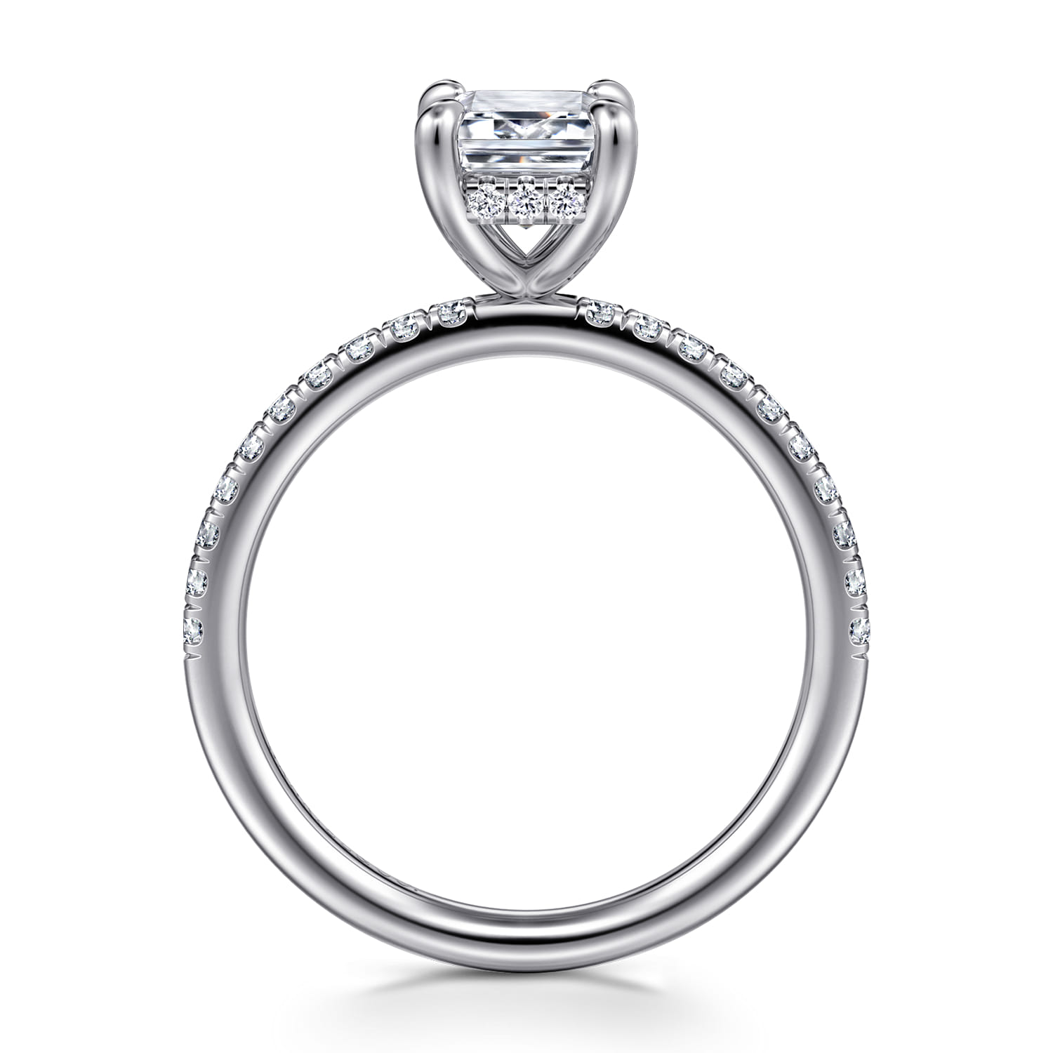 Allison - 14K White Gold Emerald Cut Hidden Halo Diamond Engagement Ring - 0.25 ct - Shot 2