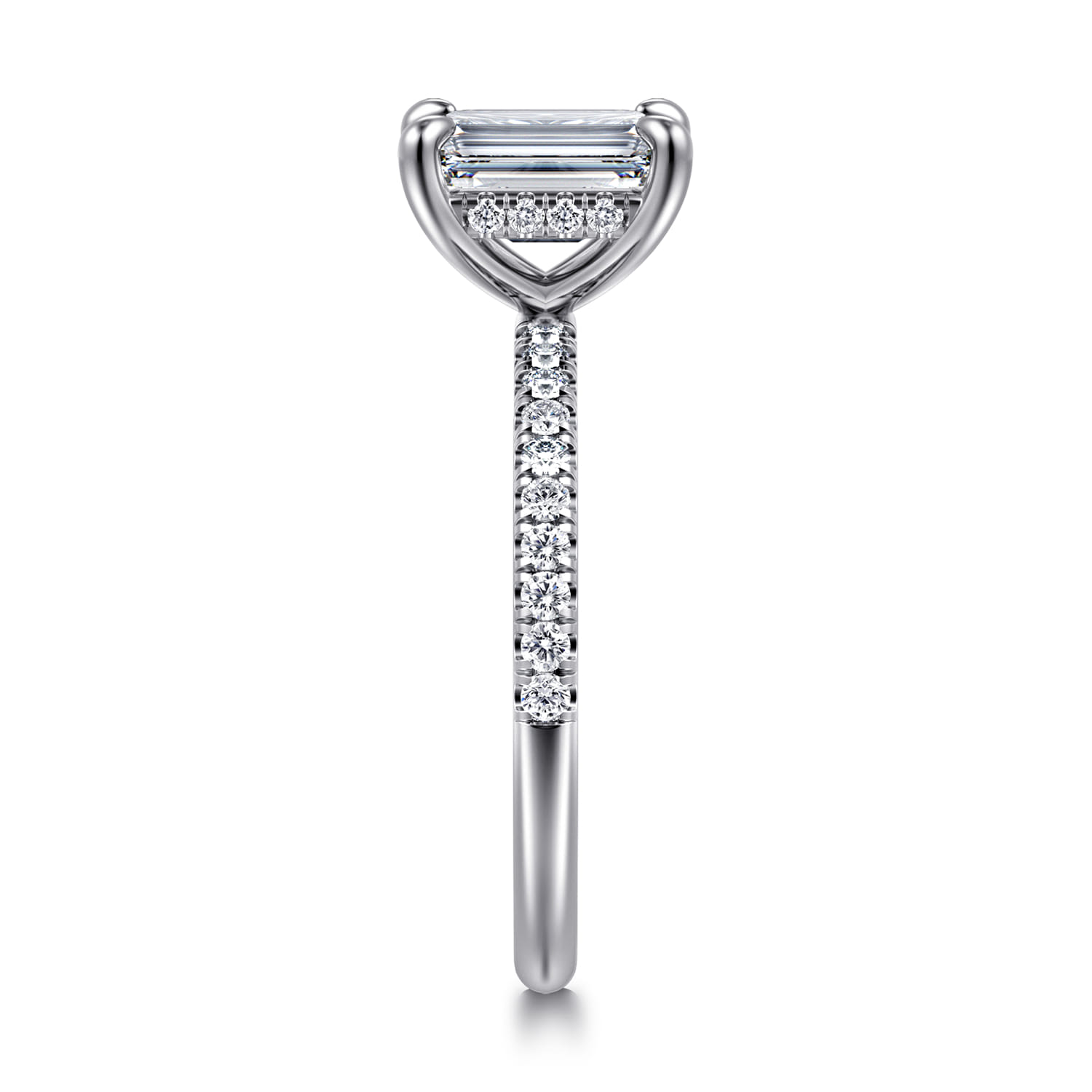 Allison - 14K White Gold Emerald Cut Hidden Halo Diamond Engagement Ring - 0.25 ct - Shot 4