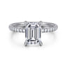 Allison - 14K White Gold Emerald Cut Hidden Halo Diamond Engagement Ring - 0.25 ct