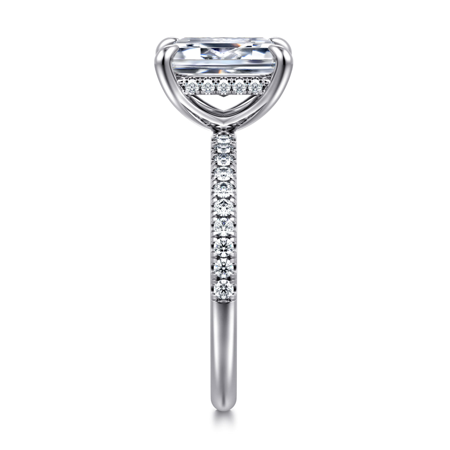 Allison - 14K White Gold Emerald Cut Hidden Halo Diamond Engagement Ring - 0.25 ct - Shot 4