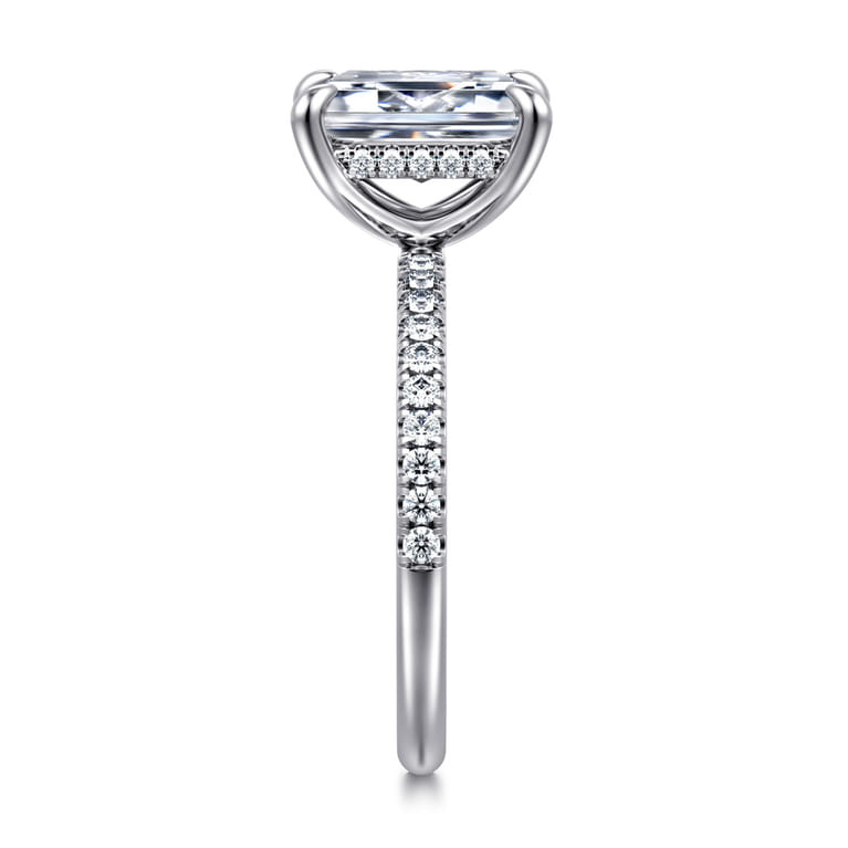 Allison - 14K White Gold Emerald Cut Hidden Halo Diamond Engagement Ring - 0.25 ct - Shot 4