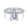 Adela - 14K White Gold Emerald Cut Hidden Halo Diamond Engagement Ring - 0.4 ct