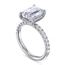 Adela - 14K White Gold Emerald Cut Hidden Halo Diamond Engagement Ring - 0.4 ct