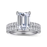 Adela - 14K White Gold Emerald Cut Hidden Halo Diamond Engagement Ring - 0.4 ct