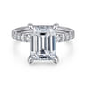 Adela - 14K White Gold Emerald Cut Hidden Halo Diamond Engagement Ring - 0.45 ct