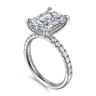 Adela - 14K White Gold Emerald Cut Hidden Halo Diamond Engagement Ring - 0.45 ct