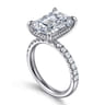 Adela - 14K White Gold Emerald Cut Hidden Halo Diamond Engagement Ring - 0.45 ct