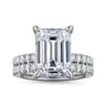 Adela - 14K White Gold Emerald Cut Hidden Halo Diamond Engagement Ring - 0.45 ct