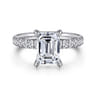 Adela - 14K White Gold Emerald Cut Hidden Halo Diamond and Engagement Ring - 0.4 ct
