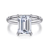 Peace - 14K White Gold Emerald Cut Hidden Halo Diamond Engagement Ring - 0.07 ct